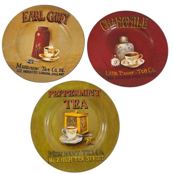 Sakura Tea Cups Design 8 ¼” Stoneware Salad Luncheon Plates – Set of 3 - Picture 1 of 16